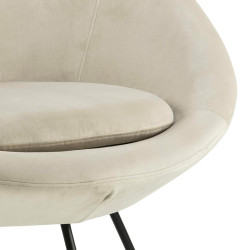 Fauteuil rond en velours pieds métal noir CENTIX