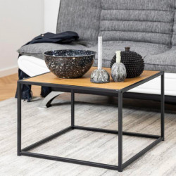 Table basse carrée 60x60cm en bois et métal noir SEA