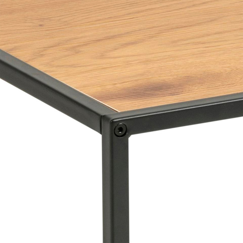 Table basse carrée 60x60cm en bois et métal noir SEA