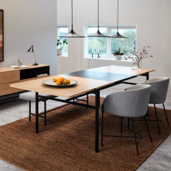 Chaise design avec accoudoirs en tissu gris MANDELA