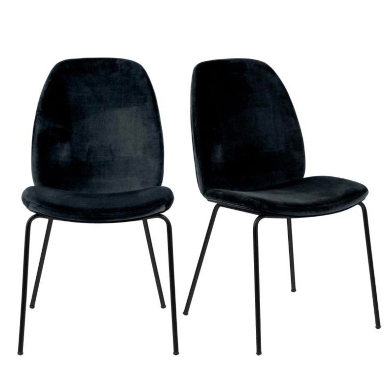 Lot de 2 chaises en velours noir KARMEN