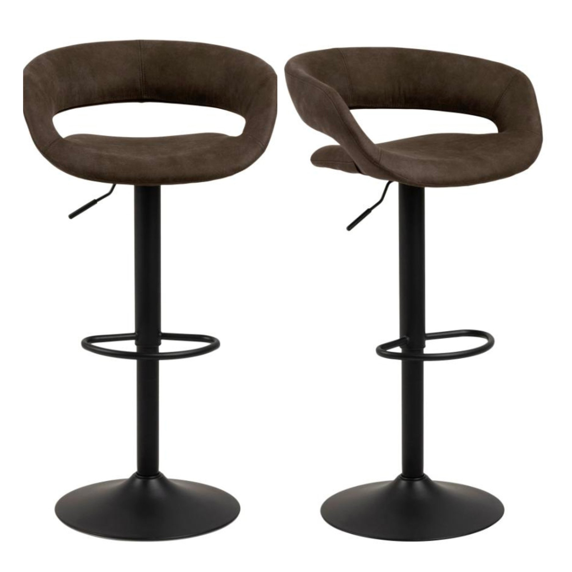 Lot de 2 tabouret de bar similicuir - chaise haute de bar confortable  design scandinave avec dossier