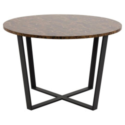 Table à manger ronde effet marbre et métal 110cm AMBLINE