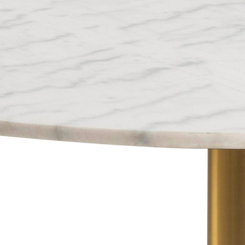 Table à manger ronde en marbre blanc pied doré CORBANE