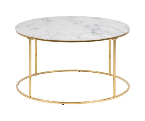 Table basse design en marbre blanc pied doré BOLTA
