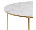 Table basse design en marbre blanc pied doré BOLTA