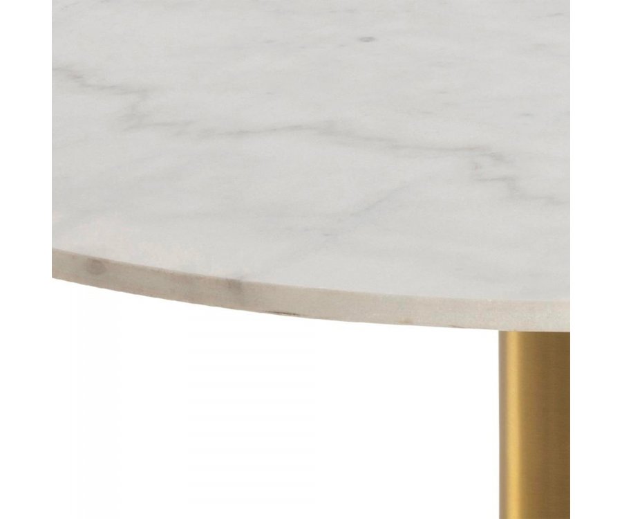 Table basse ronde en marbre blanc pied doré CORBANE