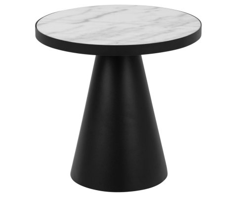 Table d'appoint en marbre blanc et métal noir SOLANE