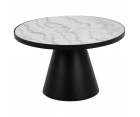 Table basse en marbre blanc et métal noir 65cm SOLANE