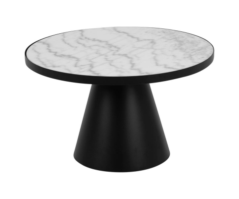 Table basse en marbre blanc et métal noir 65cm SOLANE