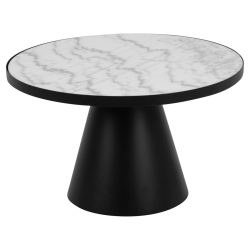 Table basse en marbre blanc et métal noir 65cm SOLANE