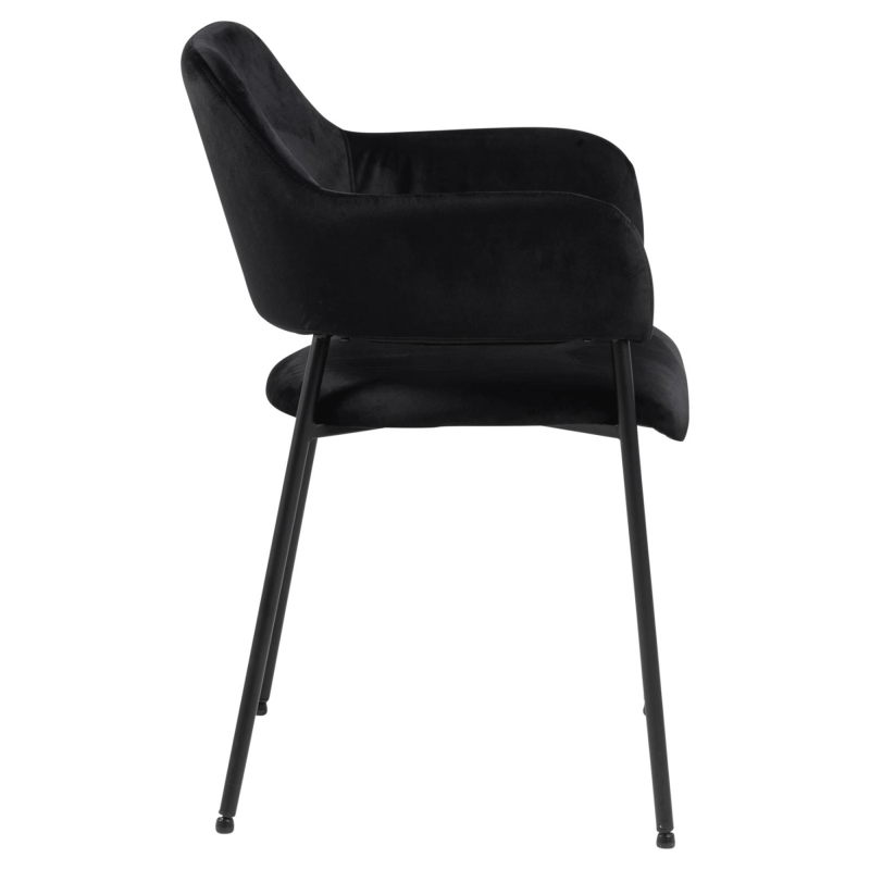 Lot de 2 chaises en velours noir avec accoudoirs LIMI