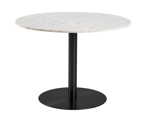 Table à manger ronde en marbre blanc pied noir CORBANE