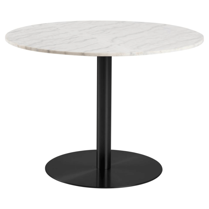 Table à manger ronde en marbre blanc pied noir CORBANE