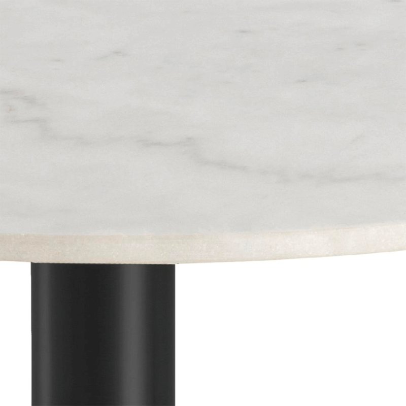 Table à manger ronde en marbre blanc pied noir CORBANE