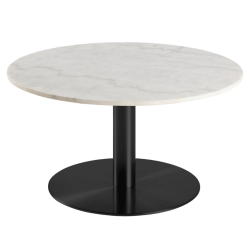 Table basse ronde en marbre blanc et métal noir CORBANE