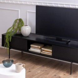 Meuble TV contemporain en bois et métal noir BLACK