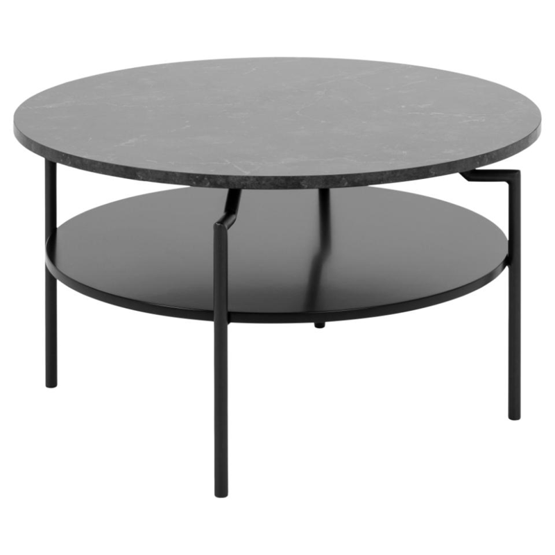 Table basse contemporaine en marbre et métal noir GOLDA