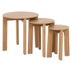 Set de 3 tables gigognes rondes en bois massif PLAKINE