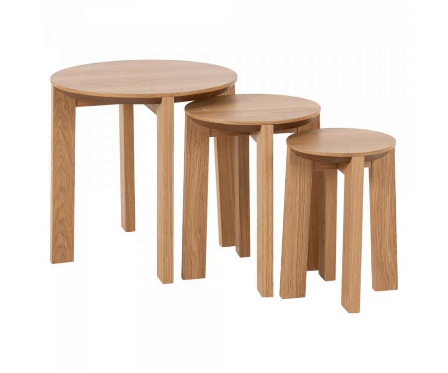 Set de 3 tables gigognes rondes en bois massif PLAKINE