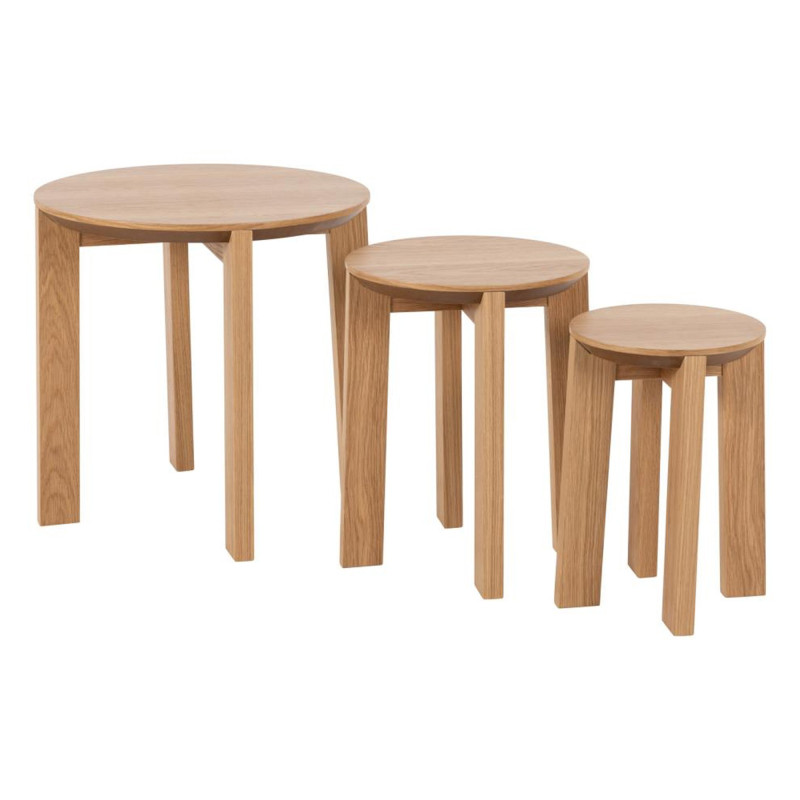 Set de 3 tables gigognes rondes en bois massif PLAKINE