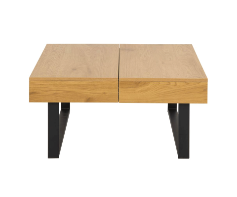 Table basse carré en bois et métal noir NEWU