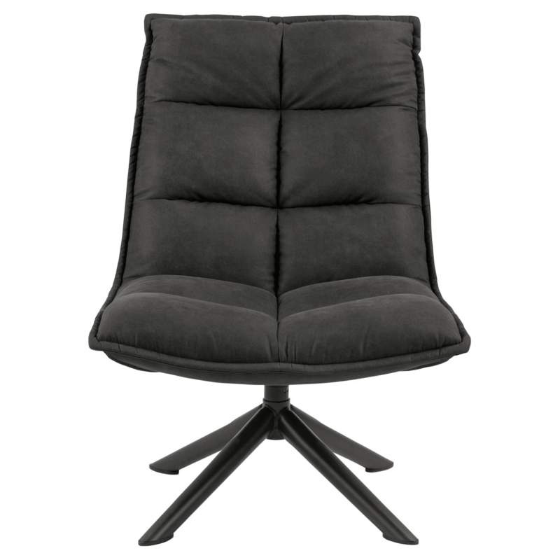 Fauteuil moderne matelassé en tissu gris anthracite STORMY