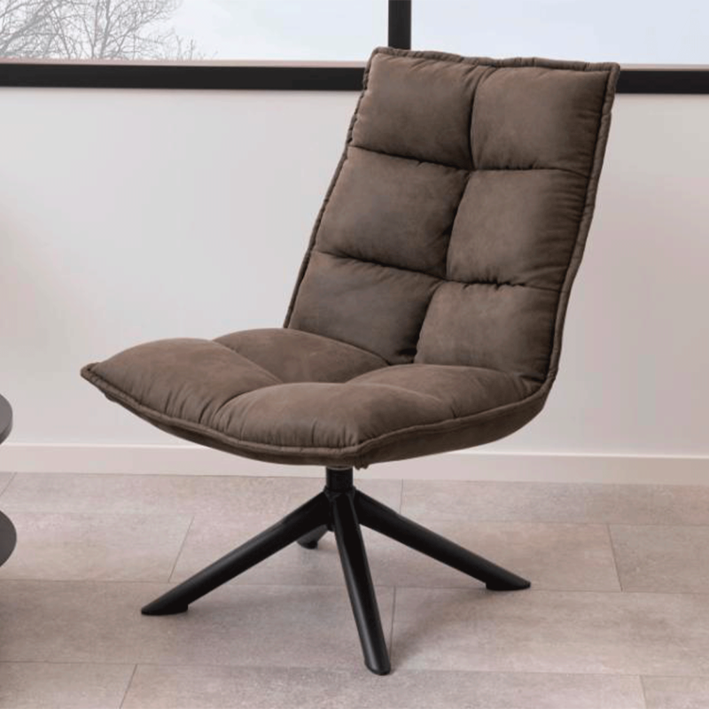 Fauteuil moderne matelassé en tissu gris anthracite STORMY