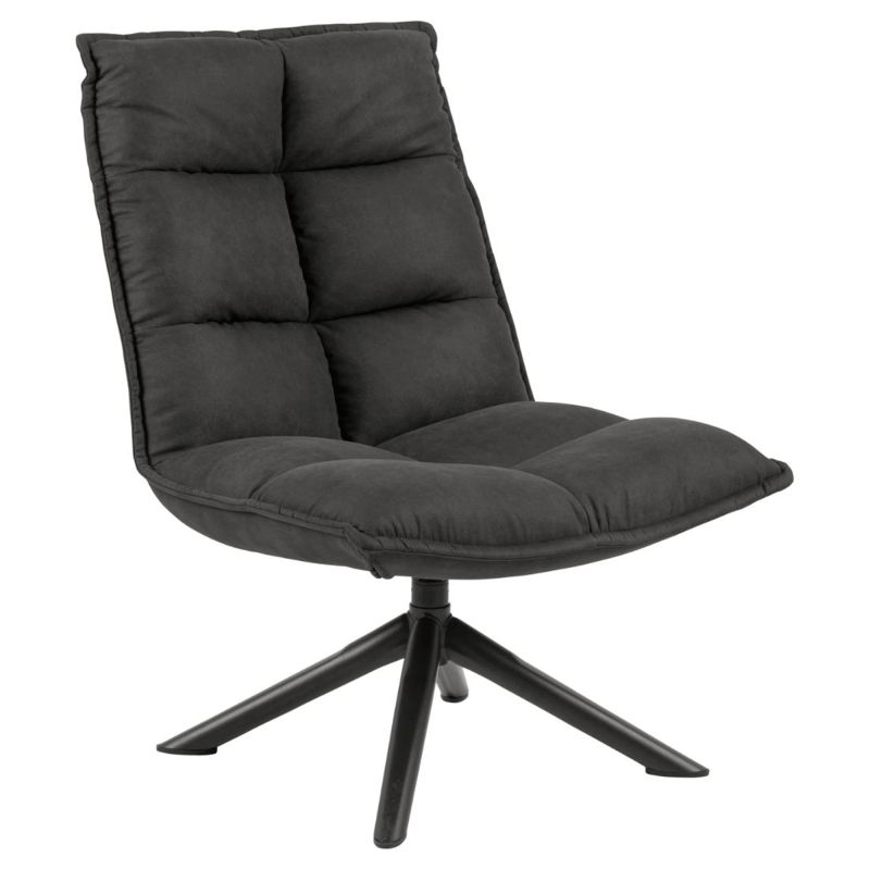 Fauteuil moderne matelassé en tissu gris anthracite STORMY