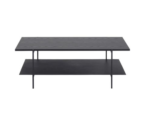 Table basse rectangulaire 2 plateaux en bois noir BLACK