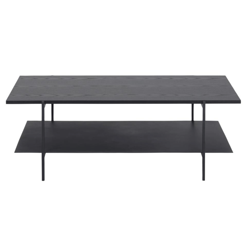 Table basse rectangulaire 2 plateaux en bois noir BLACK