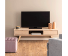 Meuble TV 150cm en bois clair 2 tiroirs 1 niche LINA