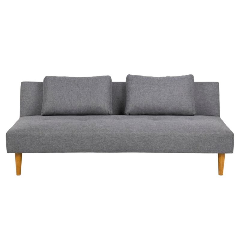 Canapé convertible en tissu gris pieds bois LUCK Canapé convertible en tissu gris pieds bois LUCK