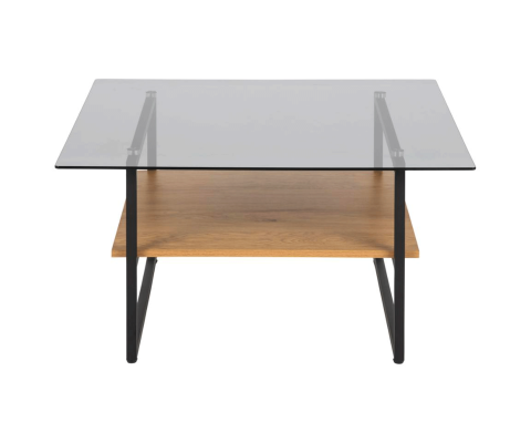 Table basse design en verre et bois 80x80cm OKALA