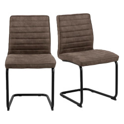 Lot de 2 chaises en simili et métal noir GLOW