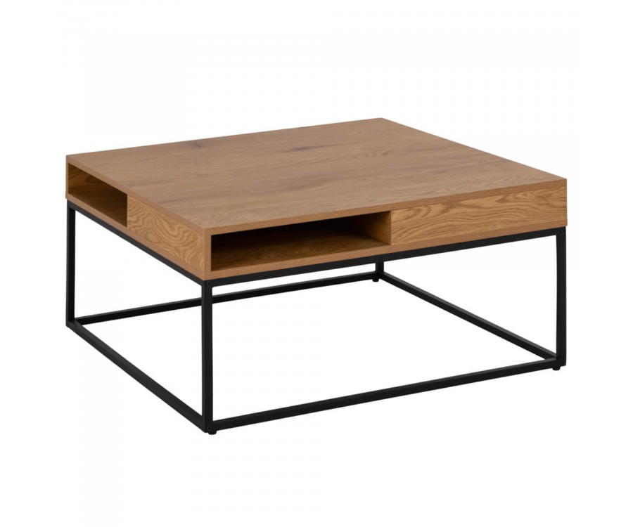 Table basse carrée en bois massif et métal WILLY