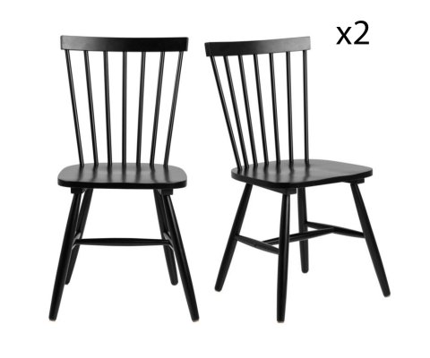 Lot de 2 chaises rétros en bois noir PIANA