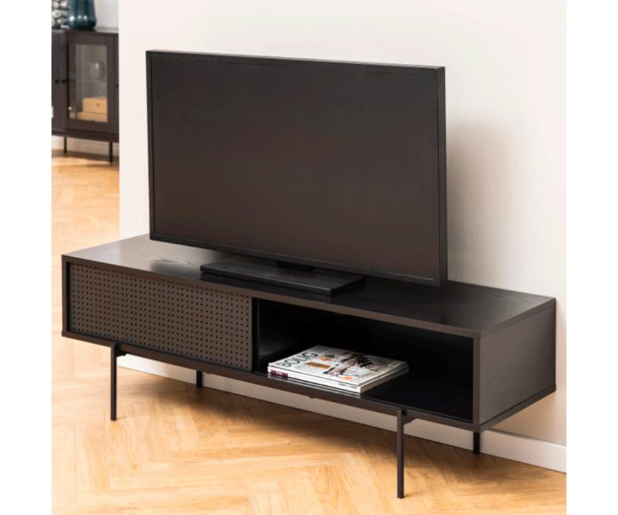 Meuble TV design 140cm en bois noir BLACK