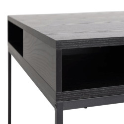 Table basse carrée avec niches en bois noir WILZ