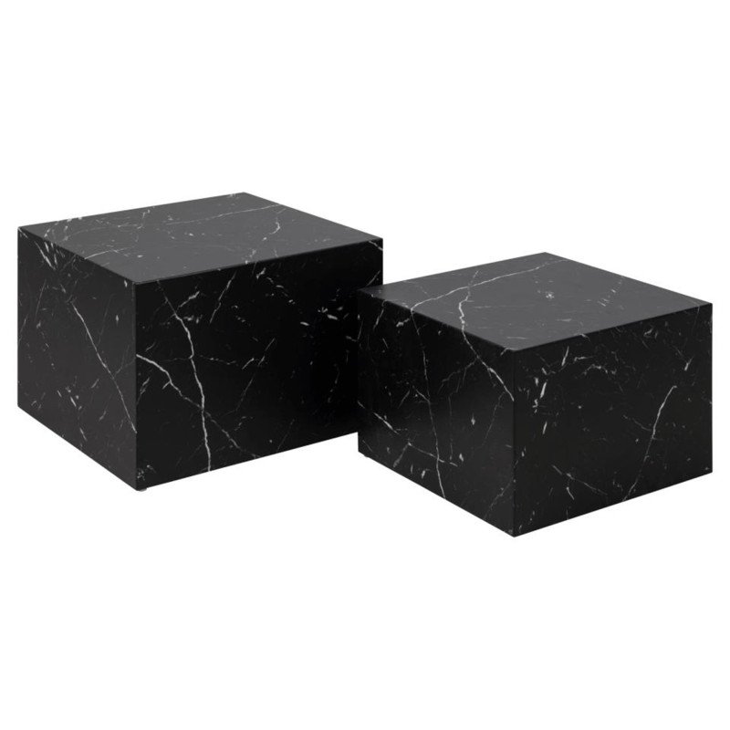 Set de 2 tables gigognes cube effet marbre DICY