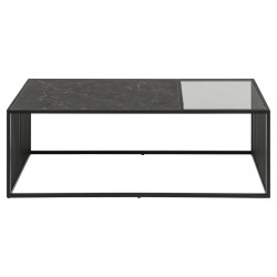 Table basse rectangulaire effet marbre et métal noir STRITA