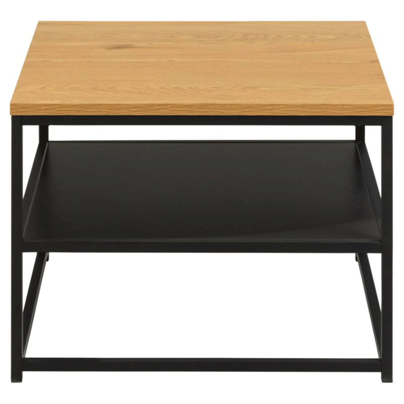 Table d'appoint 2 plateaux bois et métal noir 55x55cm GISLA