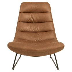 Fauteuil design en cuir camel MILOF