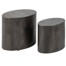 Tables basses ovale effet bois gris NICKY