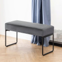 Banc en velours 95cm pieds métal noir XENIUS