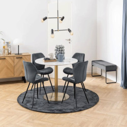 Banc en velours 95cm pieds métal noir XENIUS