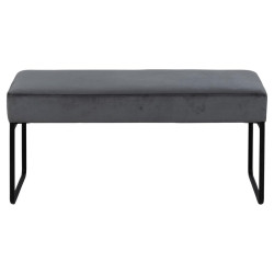 Banc en velours 95cm pieds métal noir XENIUS