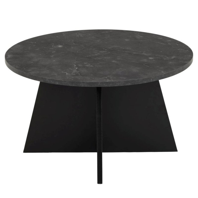 Table basse ronde en marbre noire ALEXE