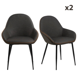 Lot de 2 chaises modernes en simili avec accoudoirs CANDLE