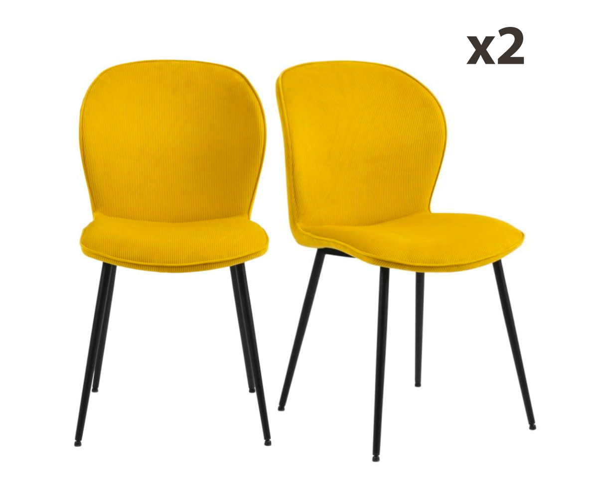 Housses De Chaise Velours Lot De 2 - Élastiques, Lavables En Machine - Pour Salle à Manger, Mariage, Décoration - Jaune Et Autres Coloris